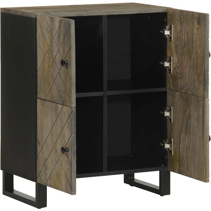 Aparador negro 60x33x75 cm madera maciza mango - comfortxl