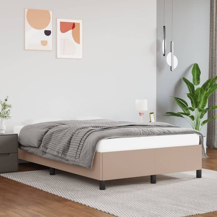 Estructura cama sin colchón cuero sintético capuchino 120x200cm