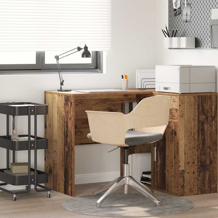 Maison exclusive - escritorio con estante madera envejecida 102 x 50 x 75 cm