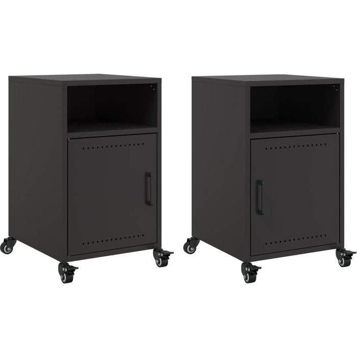 Mesitas de noche 2 unidades acero negra 36x39x59 cm - comfortxl