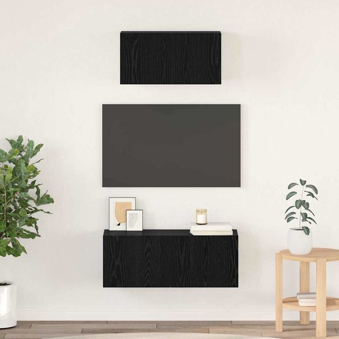 Vidaxl mueble para tv otro 2 pcs roble negro 80 x 30 x 30 cm