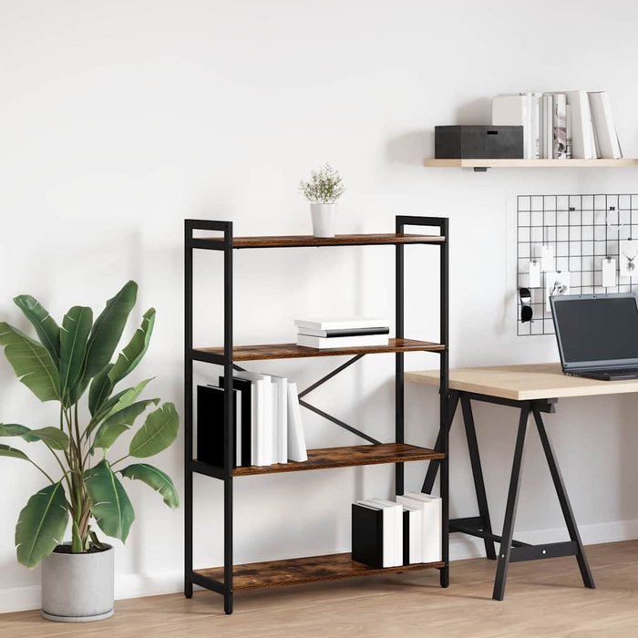 Estantería de roble ahumado de 80 x 30 x 120 cm. madera de ingeniería. - pangivo