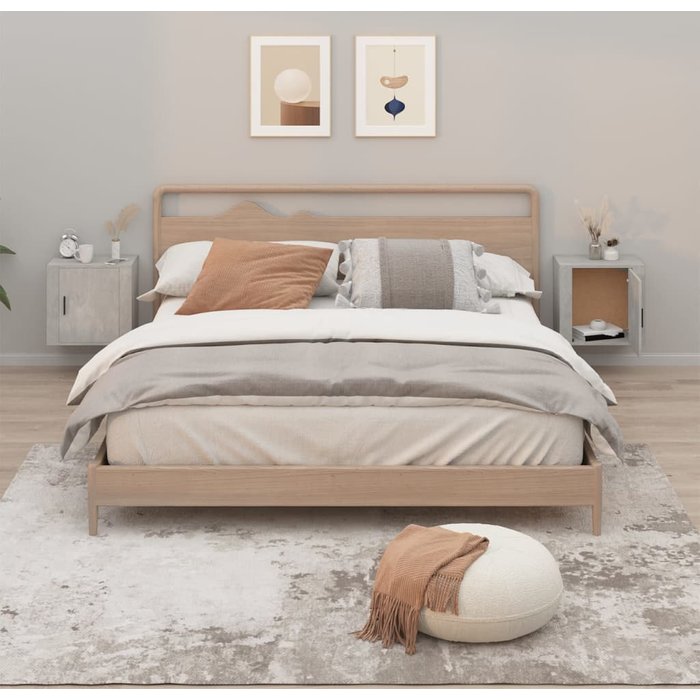 Maison exclusive - mesitas de noche de pared 2 uds gris hormigón 50x30x47 cm