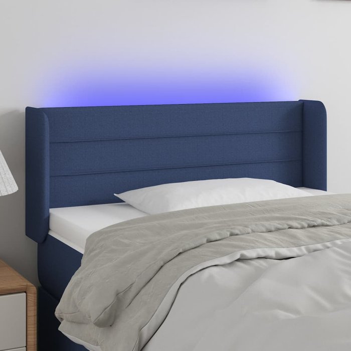 Cabecero con led de tela azul 93x16x78/88 cm - comfortxl