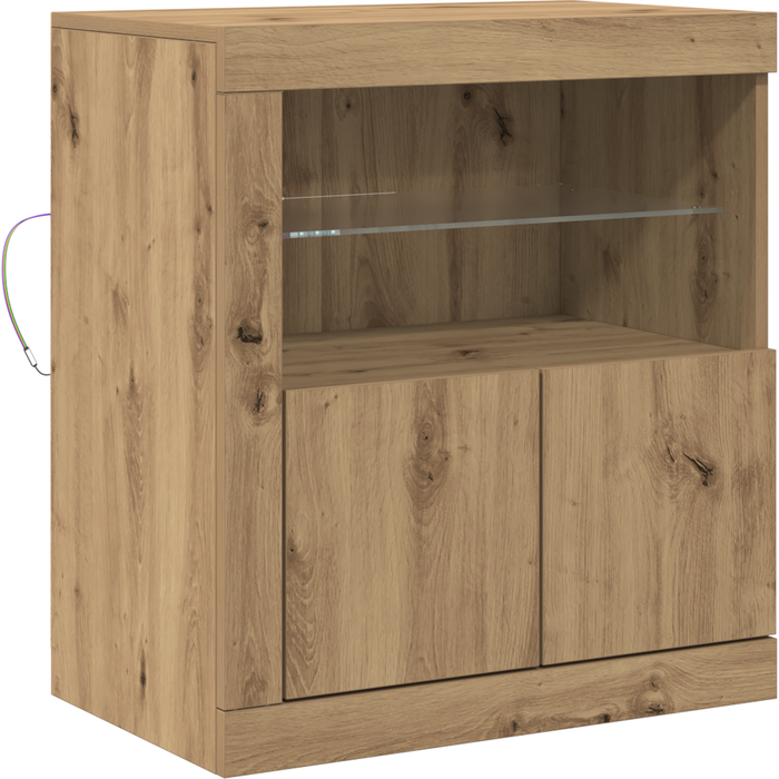 Aparador | sideboard con luces led roble artisan 60,5x37x67 cm cfw396364