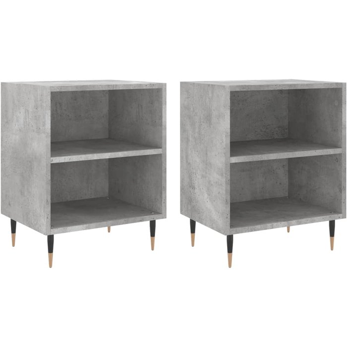 Mesitas de noche 2 piezas madera gris hormigón 40x30x50 cm - comfortxl