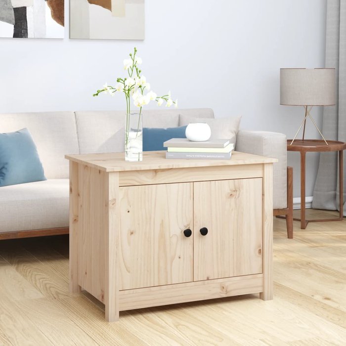 Mesa de centro de 71x49x55 cm, madera maciza de pino.