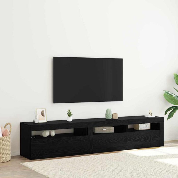 Gabinetes para tv 2 pcs roble negro 195 x 35 x 40 cm