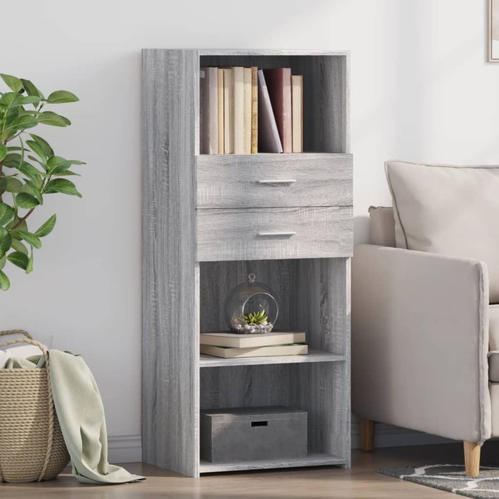 Aparador alto sonoma gris 50x42,5x124 cm madera contrachapada