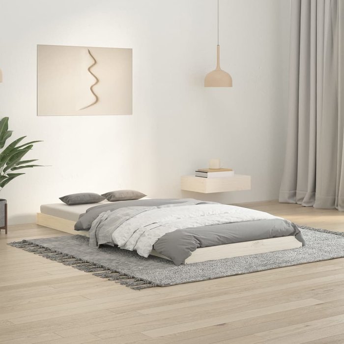 Estructura de cama blanca 90x190 cm sencilla madera maciza de pino