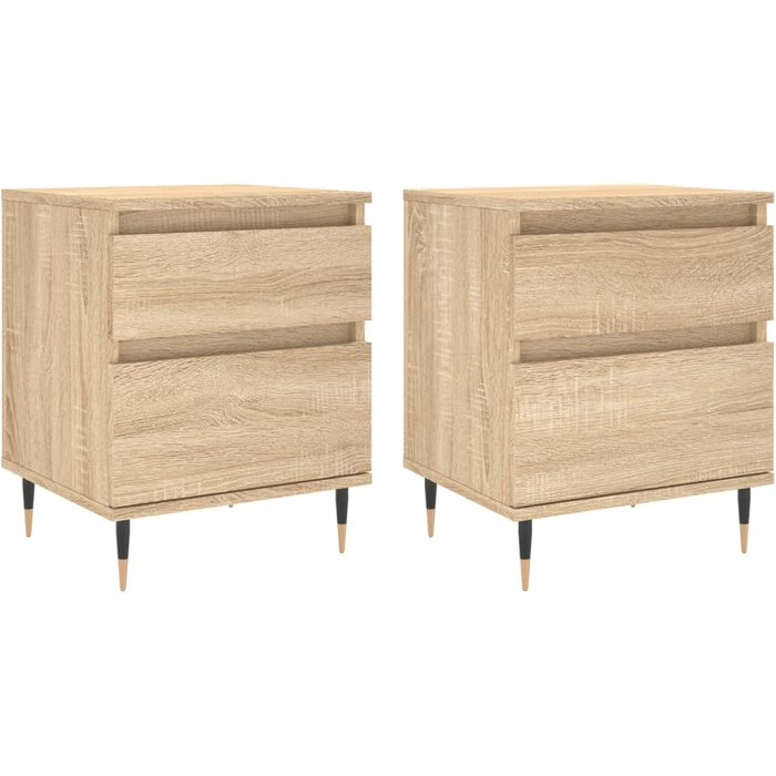 Mesitas noche 2 uds madera ingeniería roble sonoma 40x35x50 cm - comfortxl