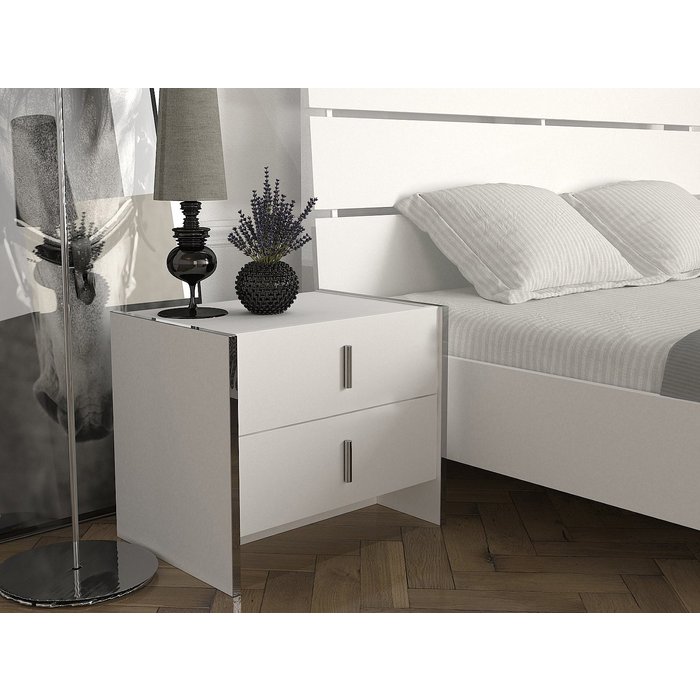 Mesa de noche 2 cajones - blanco - cadeba