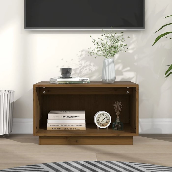 Maison exclusive - mueble de tv madera maciza de pino marrón miel 60x35x35 cm
