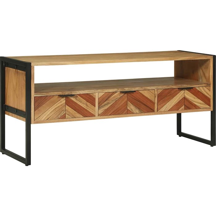 Gabinete de tv marrón 100 x 35 x 50 cm madera maciza de acacia