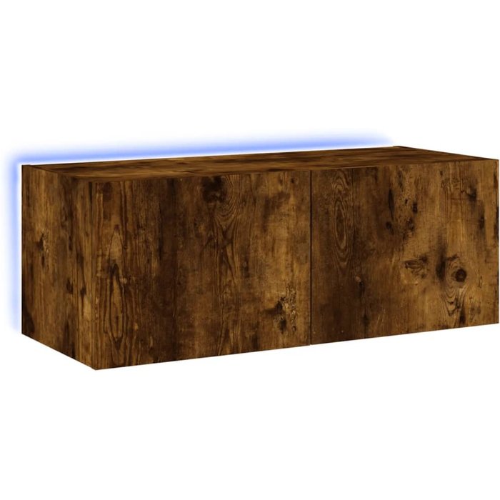 Mueble de tv de pared con luces led roble ahumado 80x35x31 cm - comfortxl