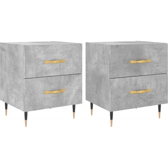 Mesitas de noche 2 piezas gris hormigón 40x35x47,5cm madera contrachapada