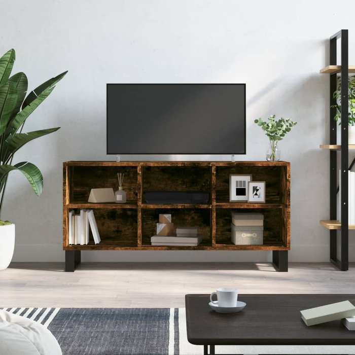 Mueble de tv de roble ahumado, 103,5x30x50 cm, madera de ingeniería