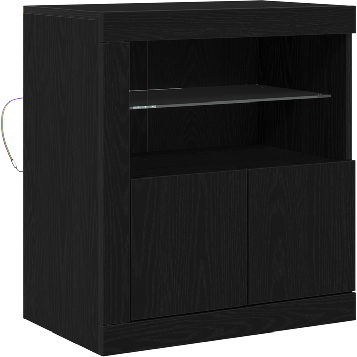 Aparador | sideboard con luces led negro roble 60,5x37x67 cm cfw719348