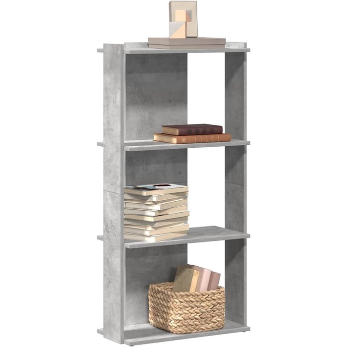 Librería de 3 niveles gris hormigón 60x30x120cm madera contrachapada