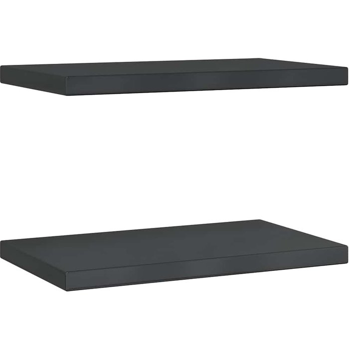 Estantes de pared 2 uds acero inoxidable negro 50x30x3 cm - comfortxl