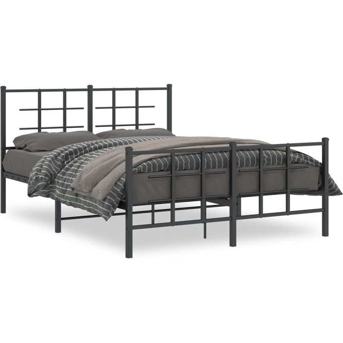 Vidaxl estructura de cama cabecero y estribo metal negro 140x190 cm
