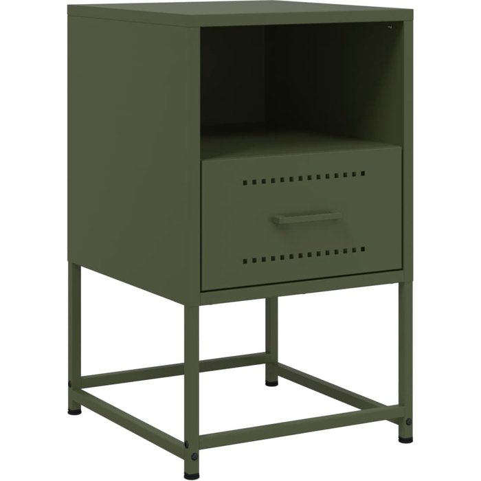 Mesita de noche acero verde oliva 36x39x60,5 cm - comfortxl