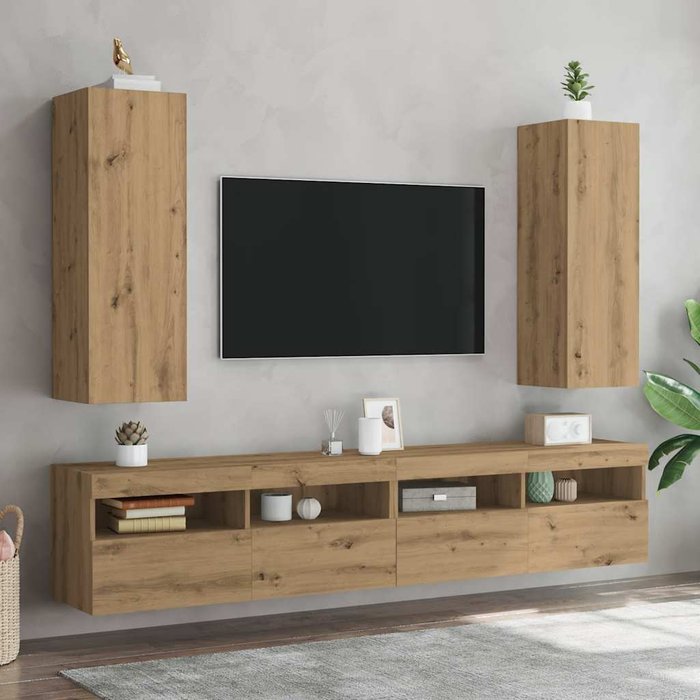 Muebles de tv 2 uds madera roble artisan 30,5x30x90 cm vidaxl