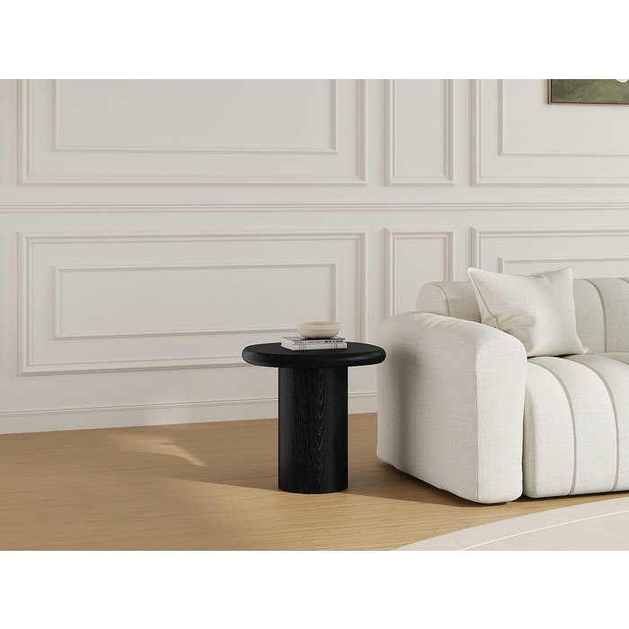 Mesa auxiliar de mármol y chapado de roble - negro - marsula