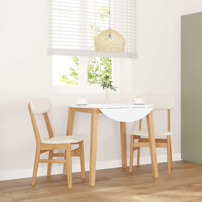 Sillas de comedor con cojines, 2 piezas, madera maciza y caucho.