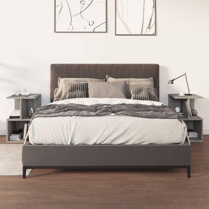 Mesitas de noche 2 uds sonoma gris 35x35x55 cm madera contrachapada