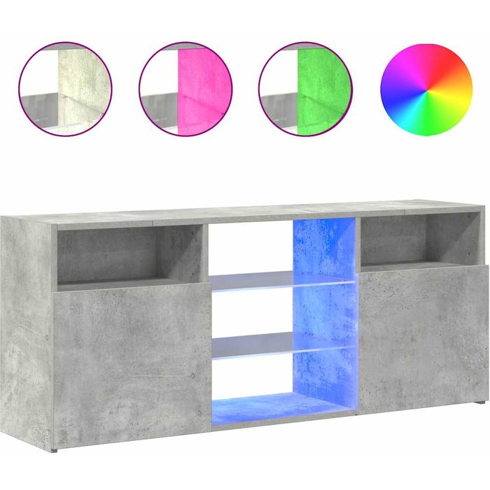 Mueble de tv gris hormigón con iluminación led 120x30x50 cm - comfortxl