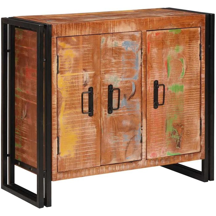 Sideboard con puertas marrón madera recuperada sólida y metal vidaxl