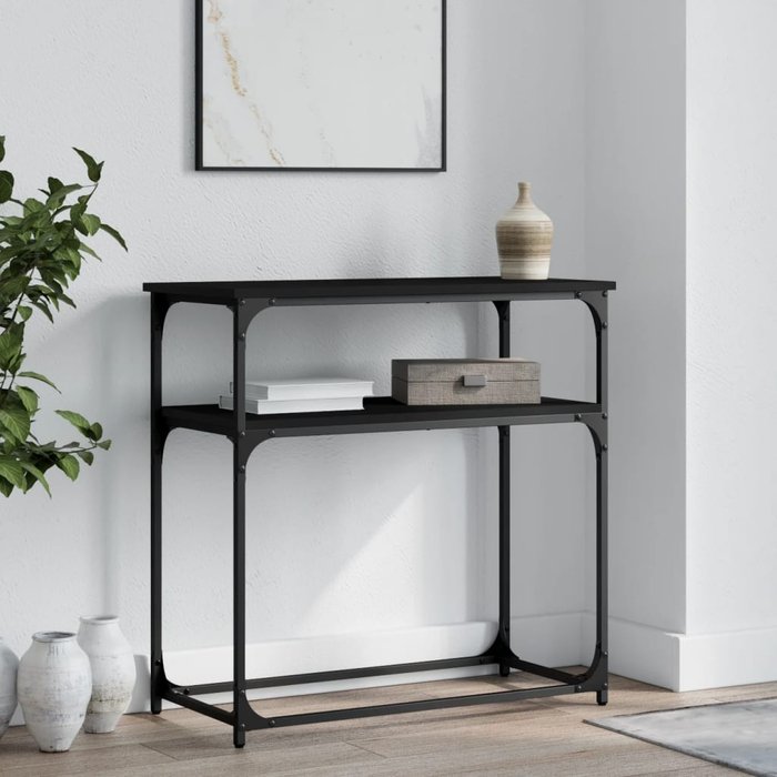 Mesa consola negra 75x35,5x75 cm de madera contrachapada