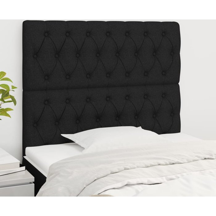 Cabeceros 2 uds negro 90x7x78/88 cm tela