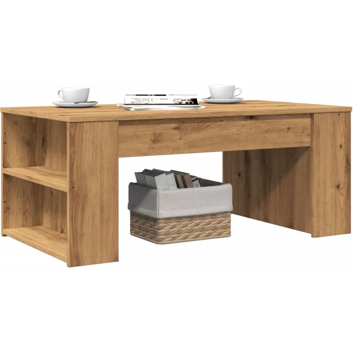 Mesa de centro de roble hecha a mano, 102x55x42 cm, madera de ingeniería.