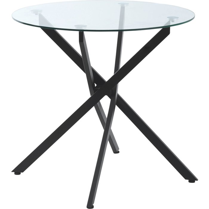Mesa redonda comedor cristal templado ø80x75cm patas metal negro moderna