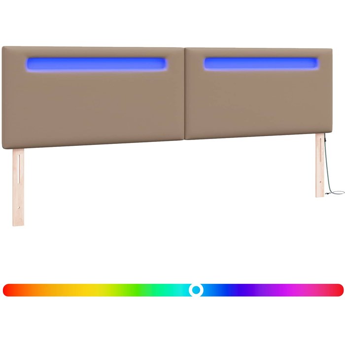 Cabecero cama - mueble cabecero led capuchino 200 cm cuero sintético