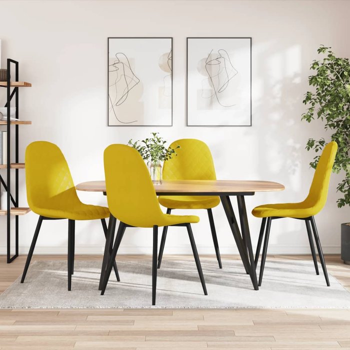 Sillas de comedor 4 uds terciopelo amarillo mostaza vidaxl