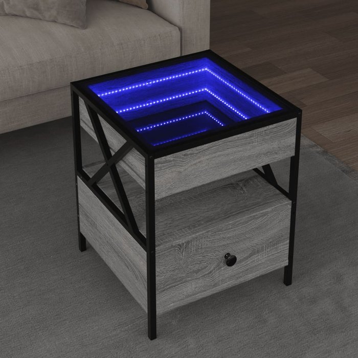Mesa de centro con infinity led gris sonoma 40x40x51 cm vidaxl