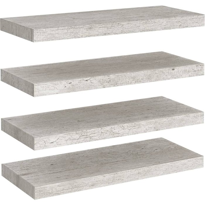 Estantes flotantes pared 4 uds mdf gris hormigón 60x23,5x3,8 cm- comfortxl