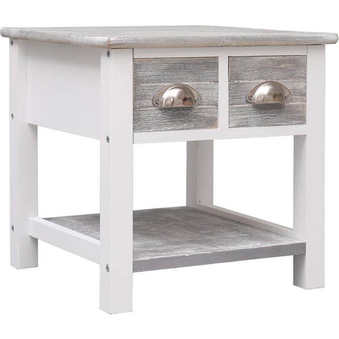 Mesa auxiliar madera de paulownia gris 40x40x40 cm