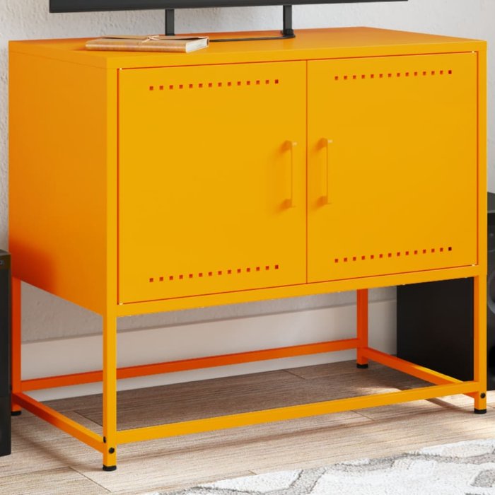 Maison exclusive - mueble para tv de acero amarillo mostaza 68,5x39x60,5 cm