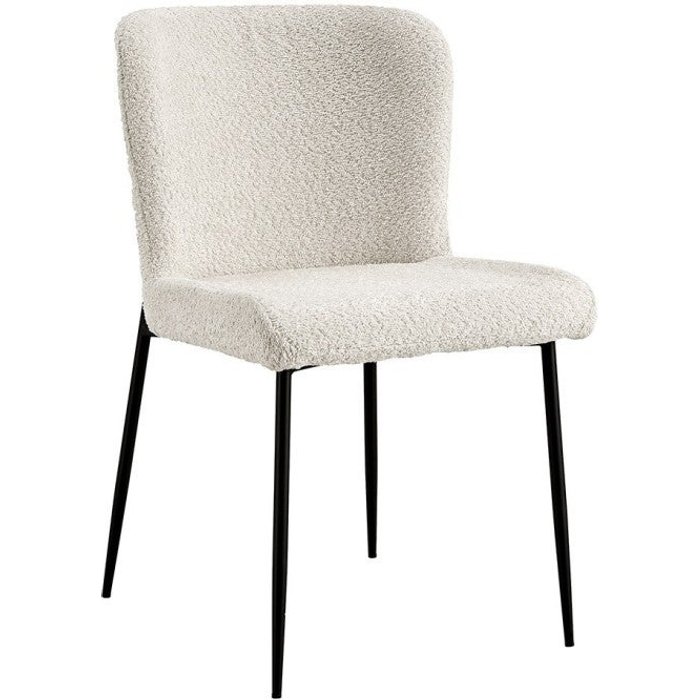 Silla con revestimiento bouclé para comedor color ecru. colección lise