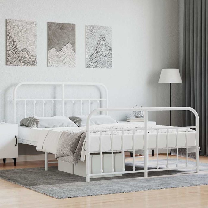 Estructura cama sin colchón con estribo metal blanco 140x190 cm vidaxl