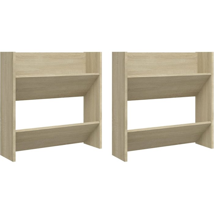Zapateros de pared 2 uds contrachapada roble sonoma 60x18x60 cm - comfortxl