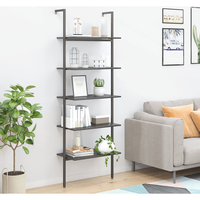 Estante inclinado con 5 niveles negro 64x35x185 cm