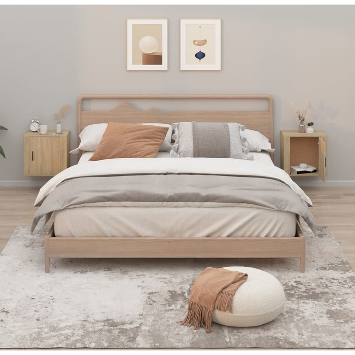 Mesitas de noche de pared de 2 piezas, roble sonoma, 50x30x47 cm