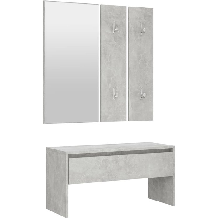 Set de muebles de recibidor madera contrachapada gris hormigón - comfortxl