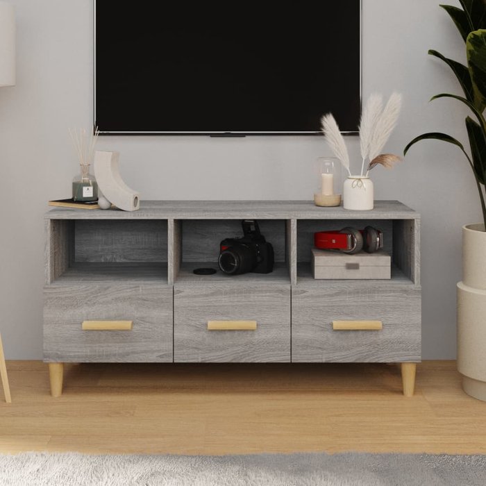 Mueble tv sonoma gris 102x36x50 cm madera contrachapada
