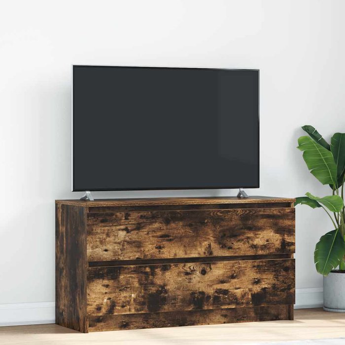 Mueble de tv de roble ahumado 100x35x54 cm madera de ingeniería